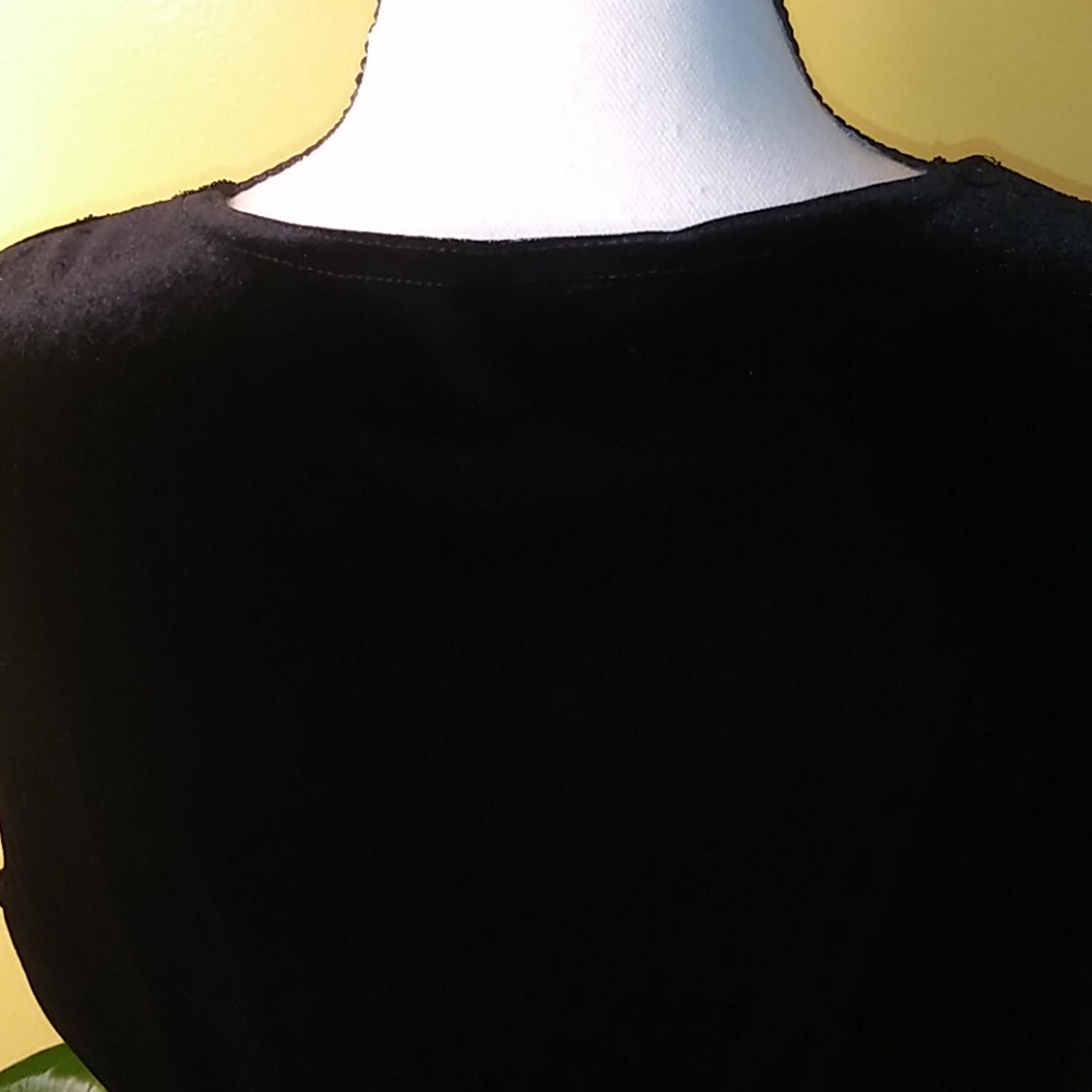 Dressbarn Black Velvet Blouse Size L - Picture 8 of 11
